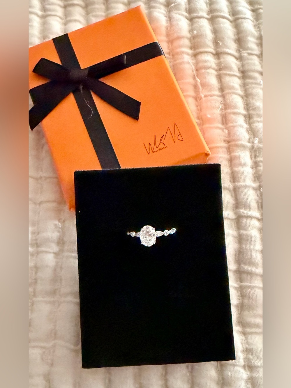 Silver Oval Moissanite Engagement Ring - Sz10